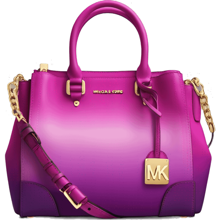 Realistic isolated magenta to purple ombre Michael kors satchel purse.  emoji