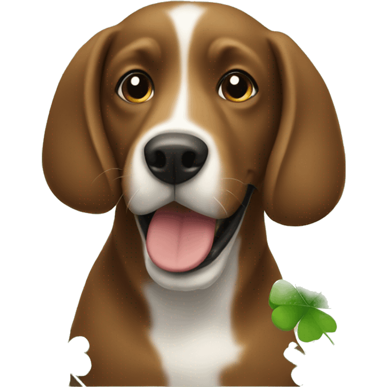 brown dog with clover emoji