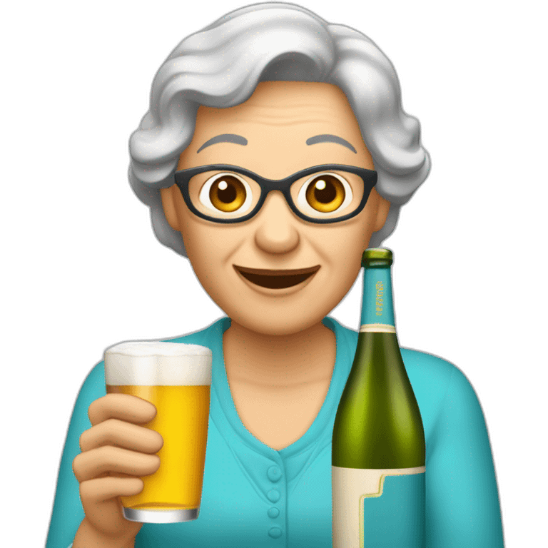 Mamie qui boit une bières emoji