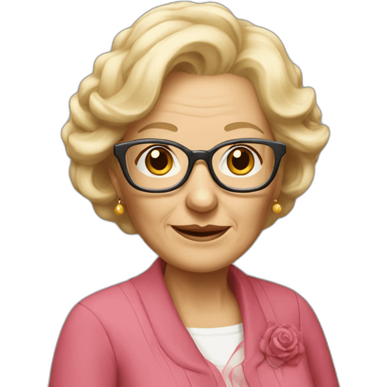 Grandmother blond old with glasses earrings and rose clothes emoji