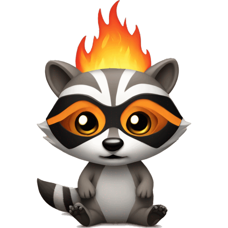 Raccoon in fire emoji