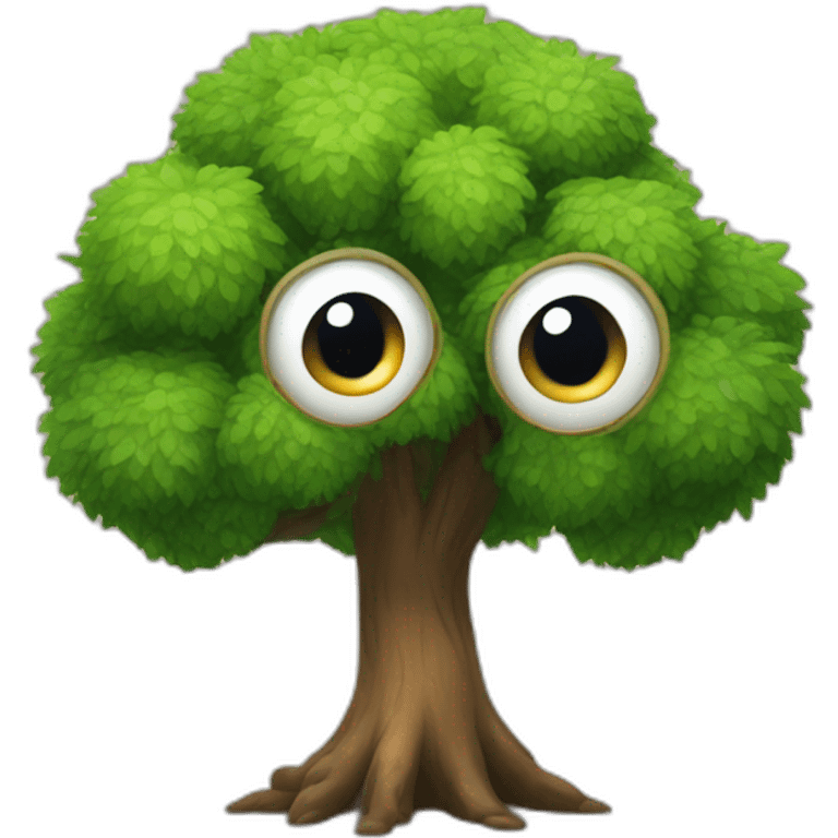 Cute tree with big eyes emoji