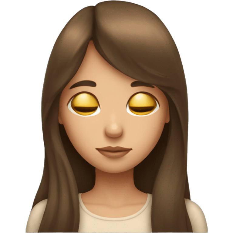 girl with long brown hair with bangs sleep emoji