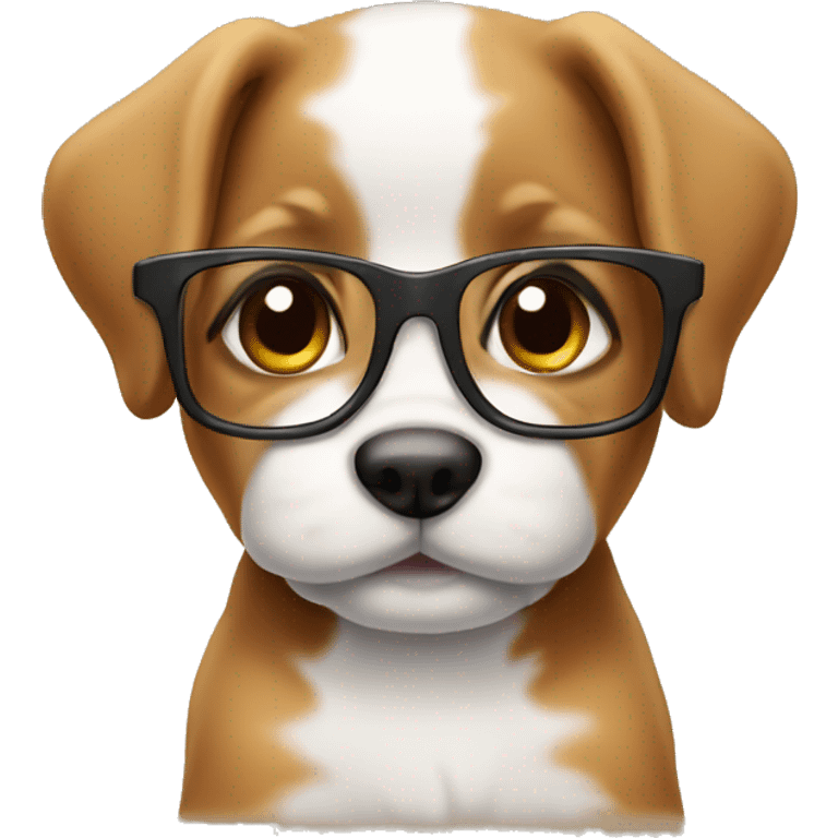 Cute puppy with glasses  emoji