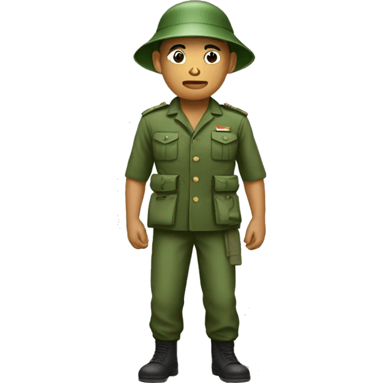 North Vietnamese soldier wearing a bucket hat and a green uniform  emoji