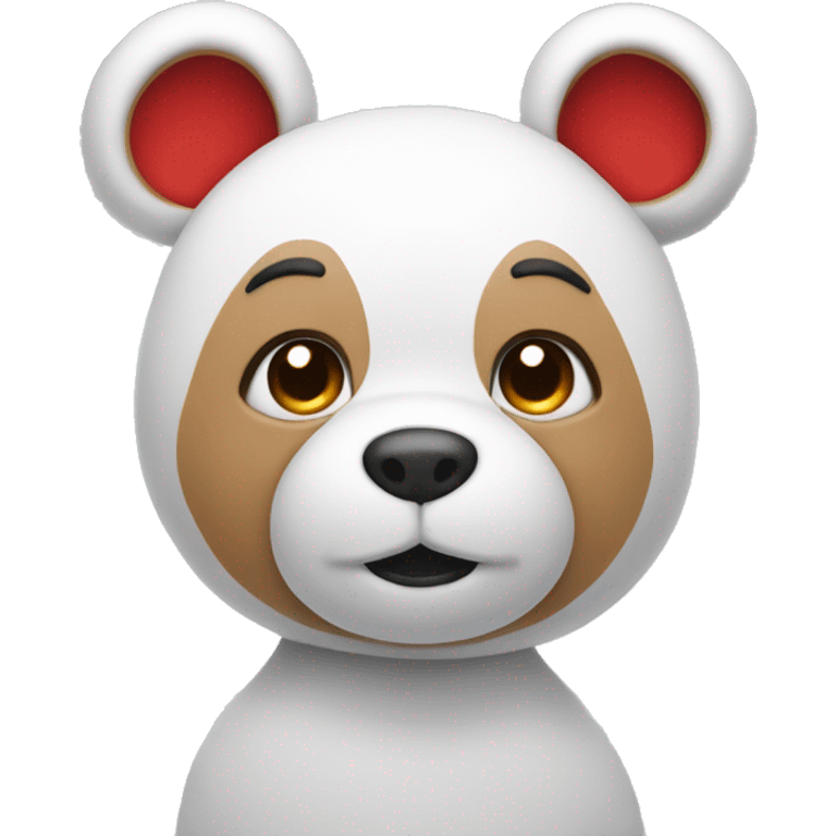 white teddy bear wearing a red bun emoji