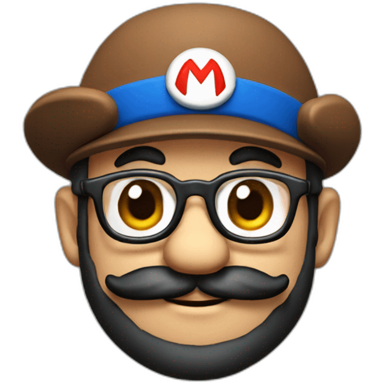 Super Mario with glasses, beard and hat emoji