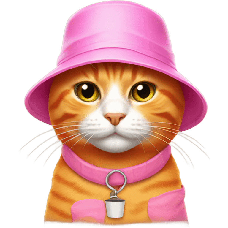 Orange cat with pink bucket hat emoji