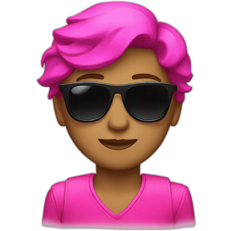 A cool person with black sunglasses and hot pink clothes emoji