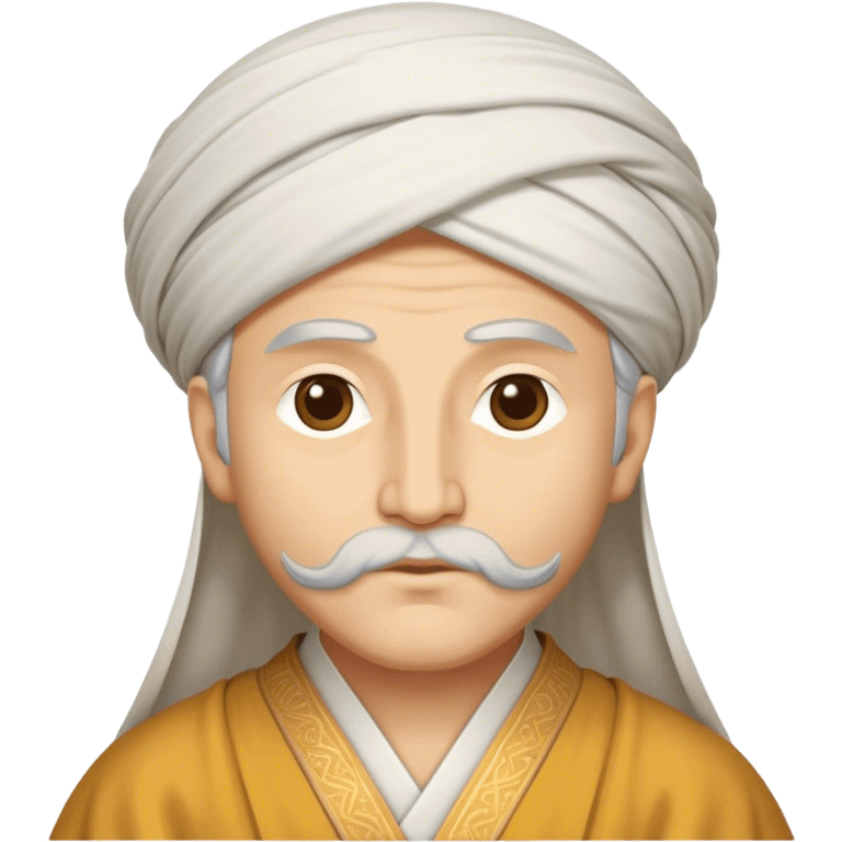 Cinematic Realistic Rumi Portrait Emoji, depicted as a mystical poet with soulful eyes and flowing traditional robes, rendered with delicate textures and ethereal soft lighting that captures his transcendent spiritual wisdom. emoji