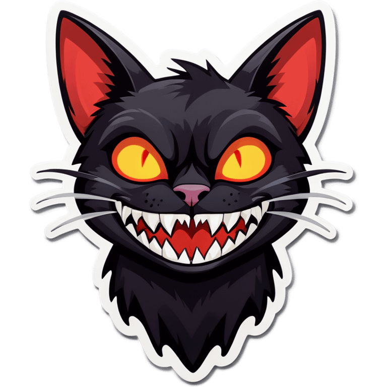 Black cat with vampire teeth emoji