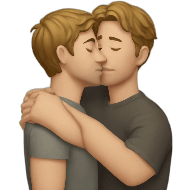 guy kissing another guy accidentally emoji