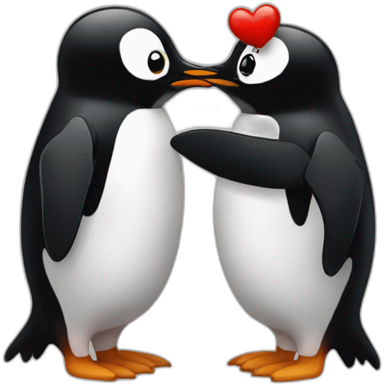 penguin kissing a ladybug emoji