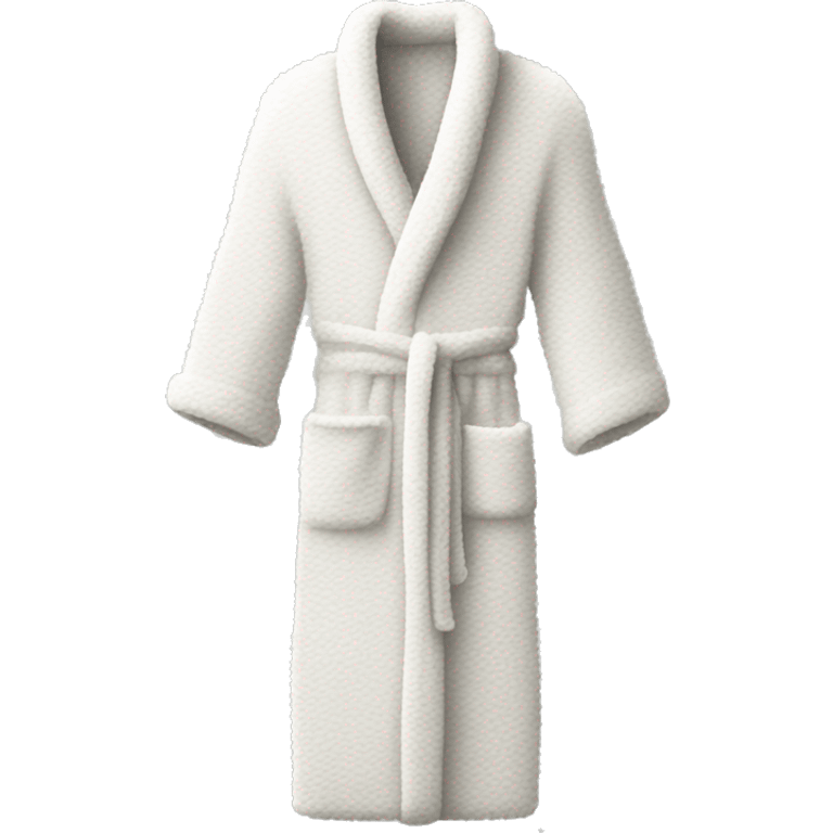 White Fuzzy waffle knit long robe emoji