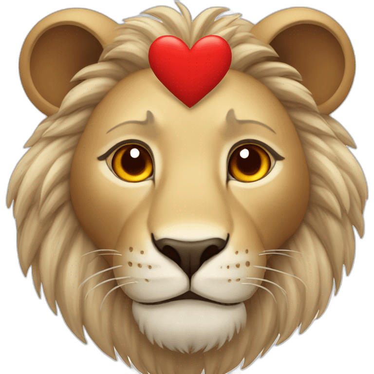 Lion face with giant red hearts in his eyes, he looks so much in love emoji