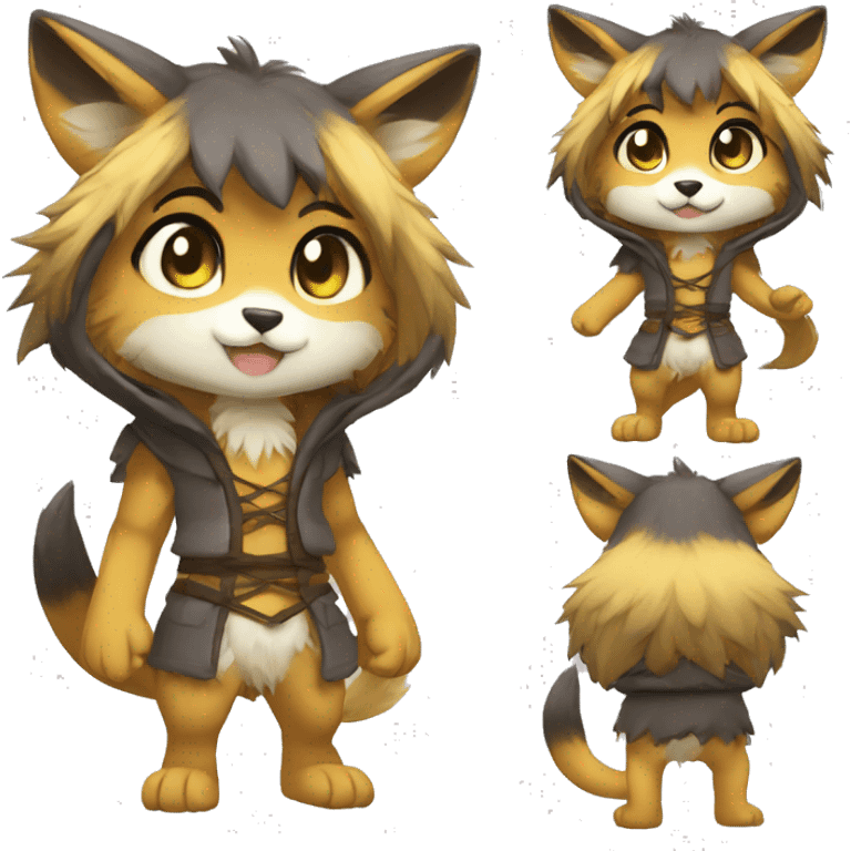 Kemono-style, Chibi, Anthro-Fur-Sona-Fakémon, clothing, Full Body emoji