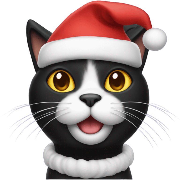 black cat with a santa hat on head emoji