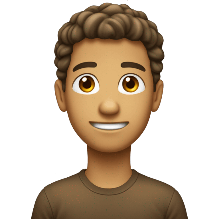 Jovem branco, cabelo castanho claro liso jogado pra direita com um degradê, olhos castanhos escuros emoji