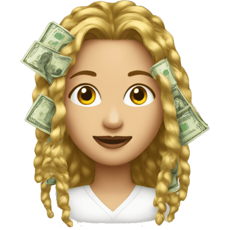 Girls hair made of money emoji