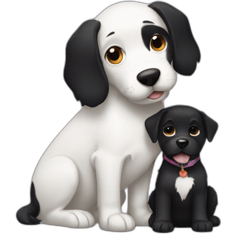 Black dog hugging white dog emoji