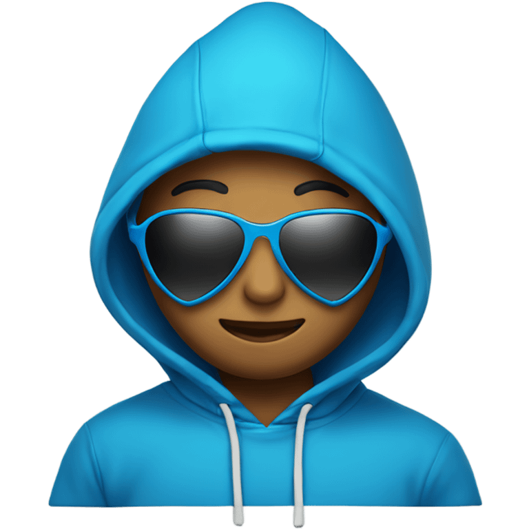 Blue heart with sunglasses and a hoodie emoji