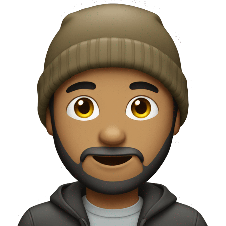 Boy wearing beanie with beard emoji