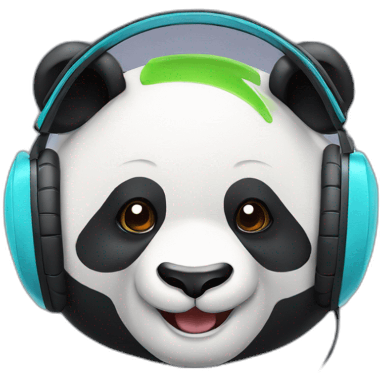 Smiling Panda playing eSport avec un casque et micro eSport  emoji