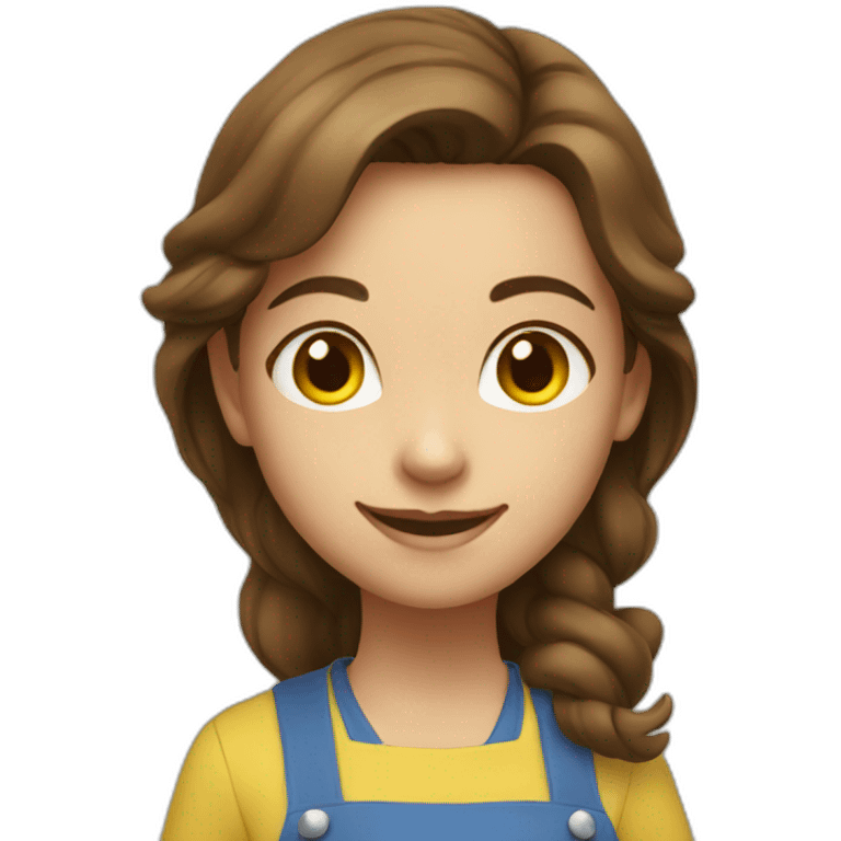 girl with brown hair, smiling, in a yellow apron emoji