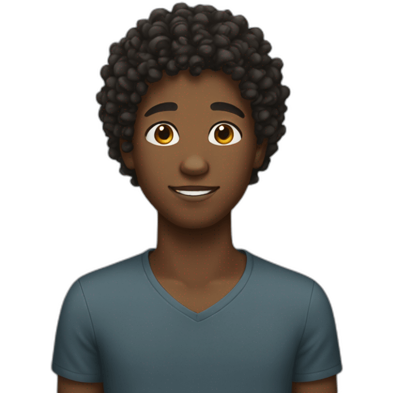 Black teen boy with curly hair  emoji