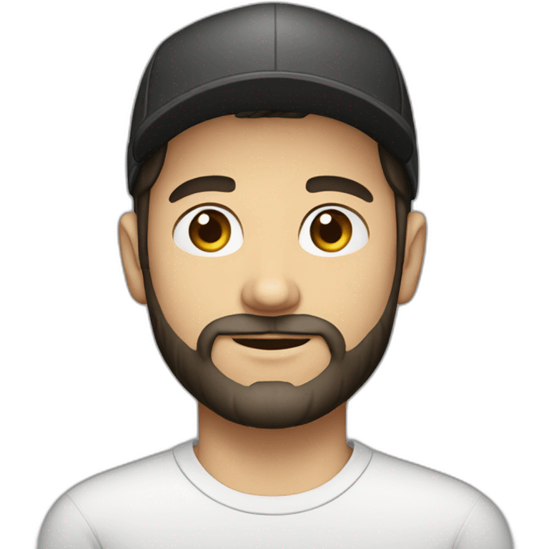 young dark-haired white man with a cap and beard emoji