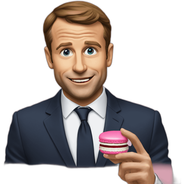 Macron qui mange un macaron emoji