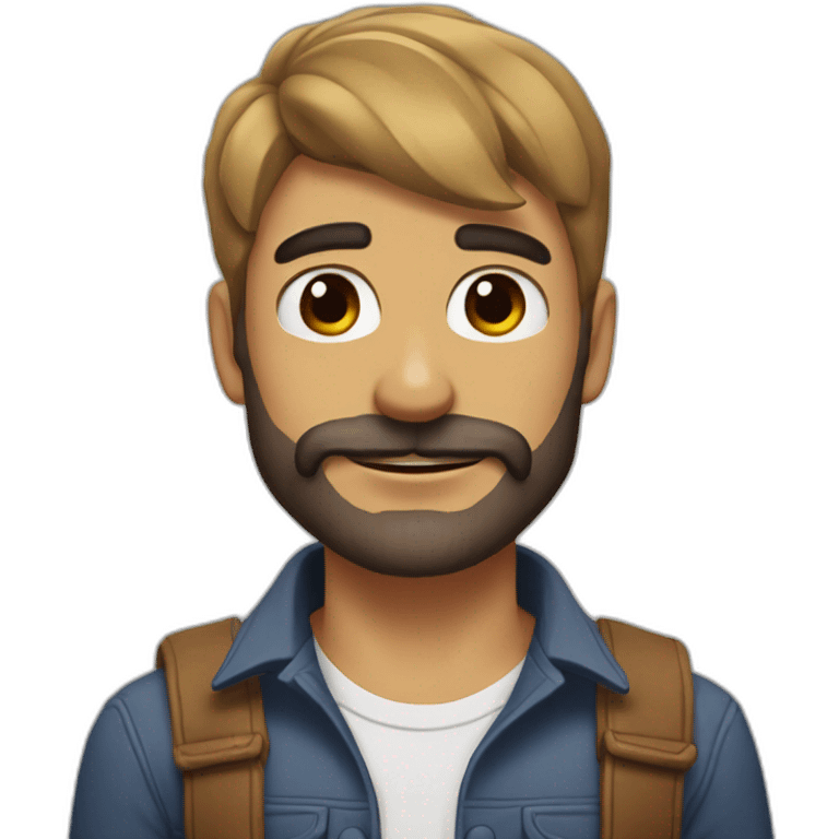 Chico con barba y perro lobo emoji