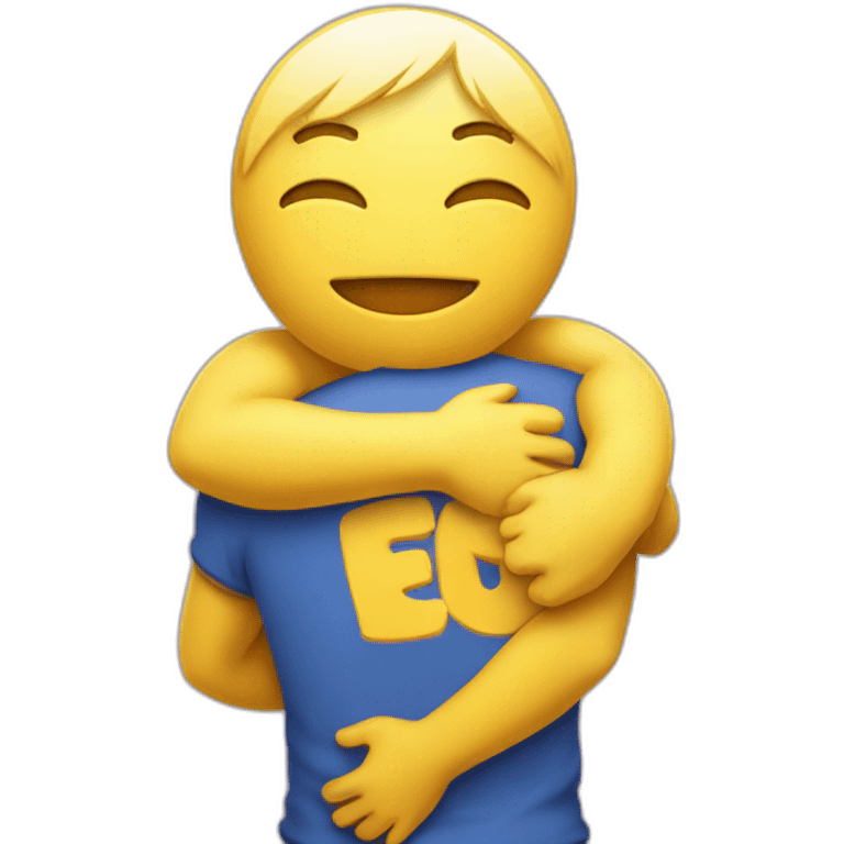 yellow emoji hugging delf emoji