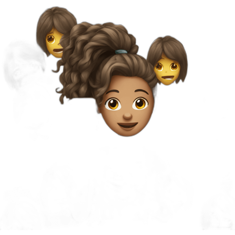 strigth hair withe skin teenager girl playing with a cellphone emoji