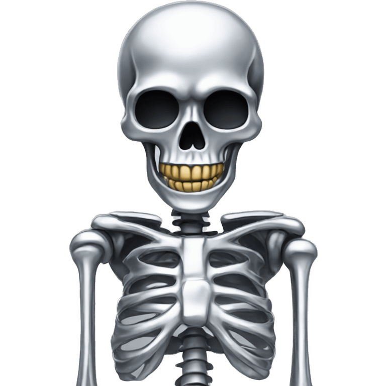 skeleton made out of chrome emoji