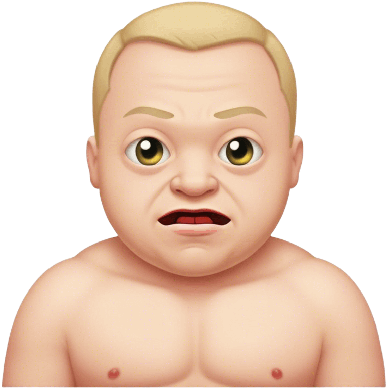 big strong evil sinister man with downs syndrome emoji