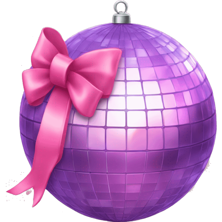 disco ball with a pink bow on top  emoji