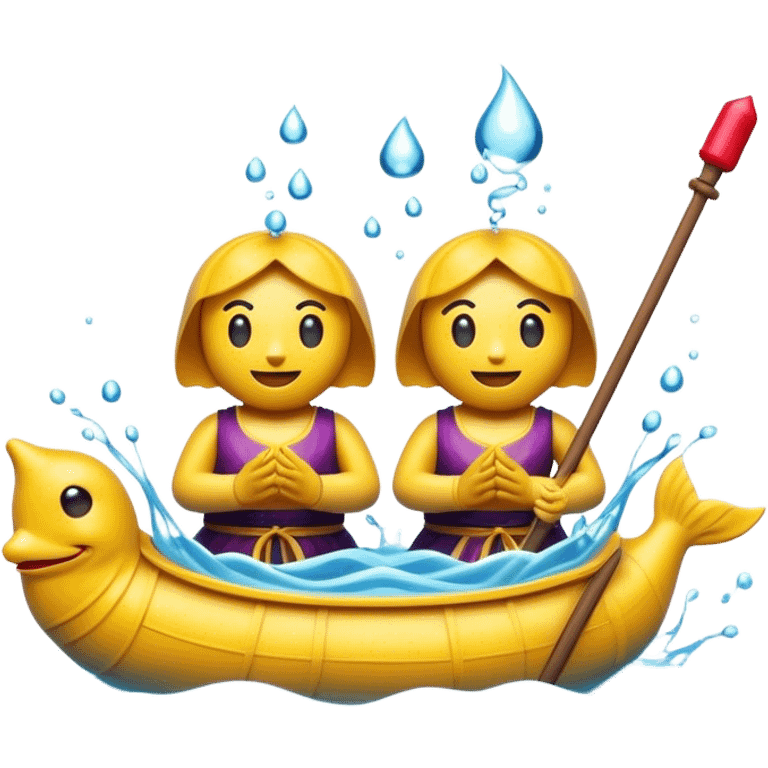 Cinematic Realistic Water Puppetry Pop Culture Emoji, depicted as a whimsical scene of traditional water puppetry rendered with dynamic textures and playful lighting. emoji