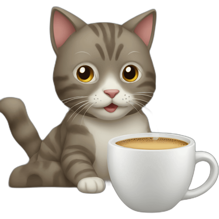 An adorable cat drinking coffee emoji