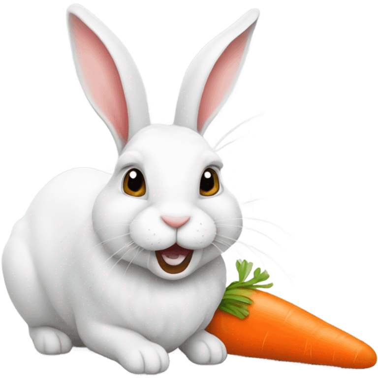 White rabbit with carrot in mouth emoji