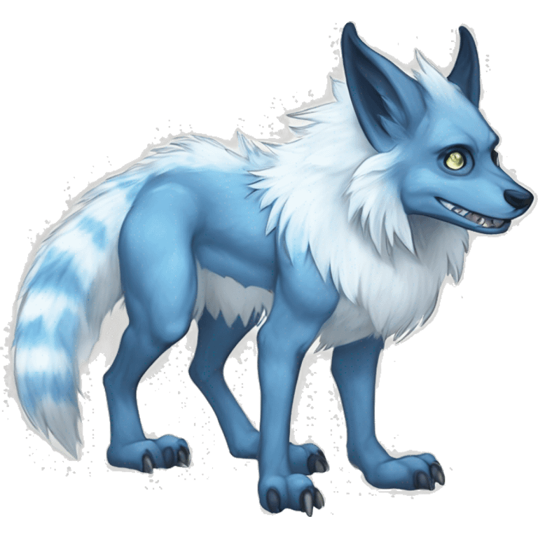 Cute Protogen-vernid-sergal-wickerbeast-fantasy-animal-fursona griffsnuff & LiLaiRa & Falvie full body white and light blue fur emoji