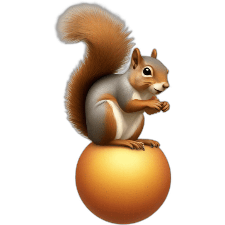 a squirrel standing on an oval ball emoji