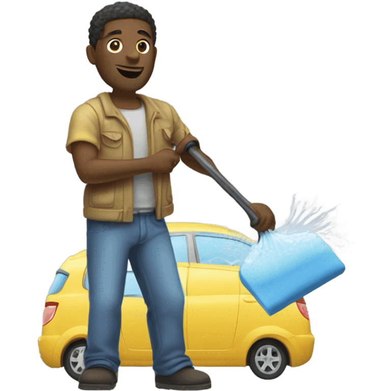 Black man washing a car  emoji