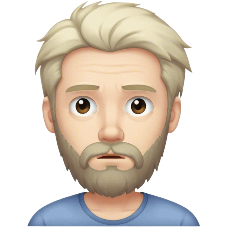 man with undone beard and hair looking sleepy emoji