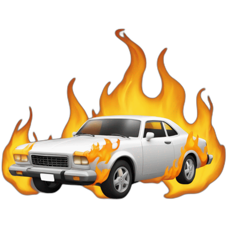 voiture avec flamme emoji