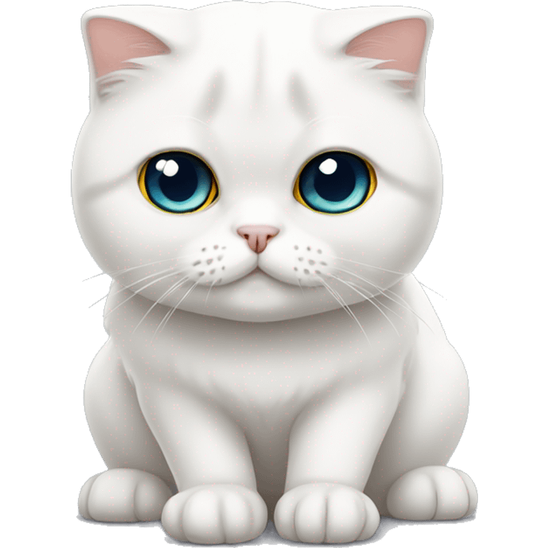 White scottish fold cat with eyes emoji