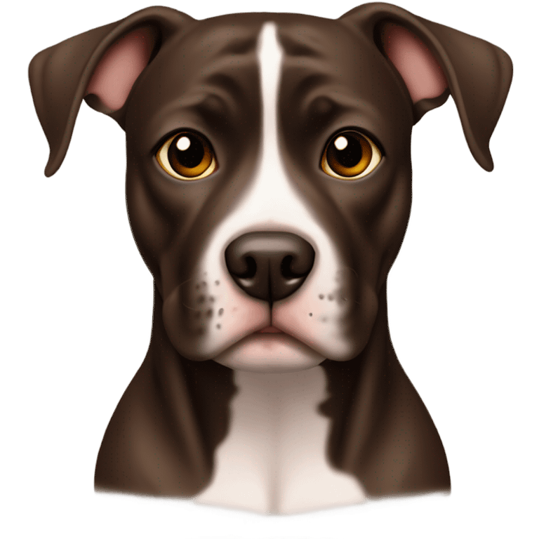 Dark brown staffordshire terrier with big brown eyes emoji