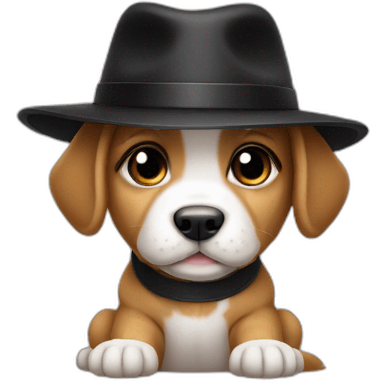 baby dog with black hat emoji