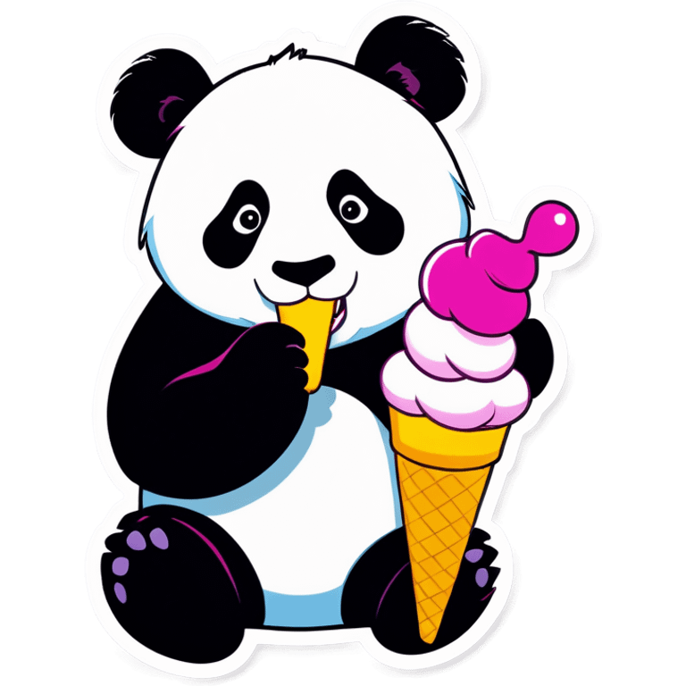 Panda eating ice cream emoji