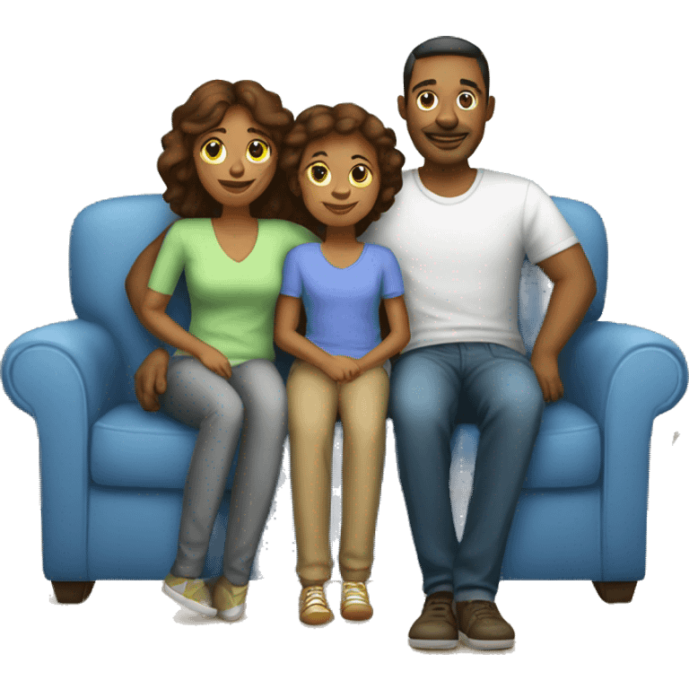 mom and dad and kid on couch emoji